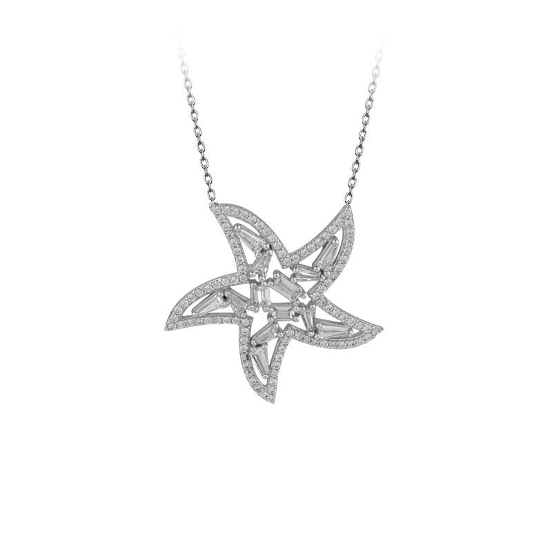 Beelo Silver Gümüş 925K Gümüş Baget Tasarım Yıldız Kolye