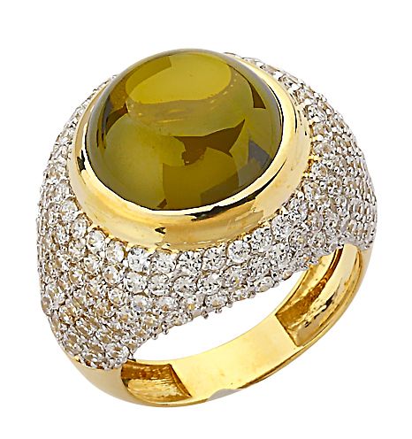 Beelo Gold 14K Altın Renkli Taşlı Yüzük