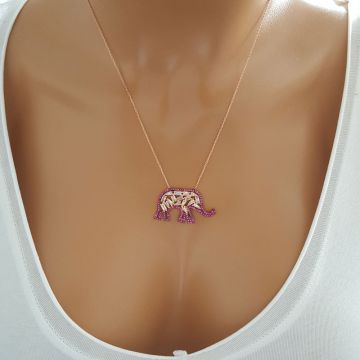 Beelo Silver Gümüş 925K Gümüş Baget Tasarım Fil Kolye