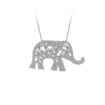 Beelo Silver Gümüş 925K Gümüş Baget Tasarım Fil Kolye