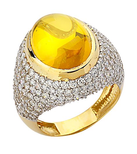 Beelo Gold 14K Altın Renkli Taşlı Yüzük