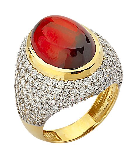 Beelo Gold 14K Altın Renkli Taşlı Yüzük