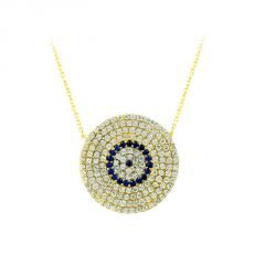 Beelo Gold 14K Altın Beyaz Mavi Taşlı Osmanlı Kolye