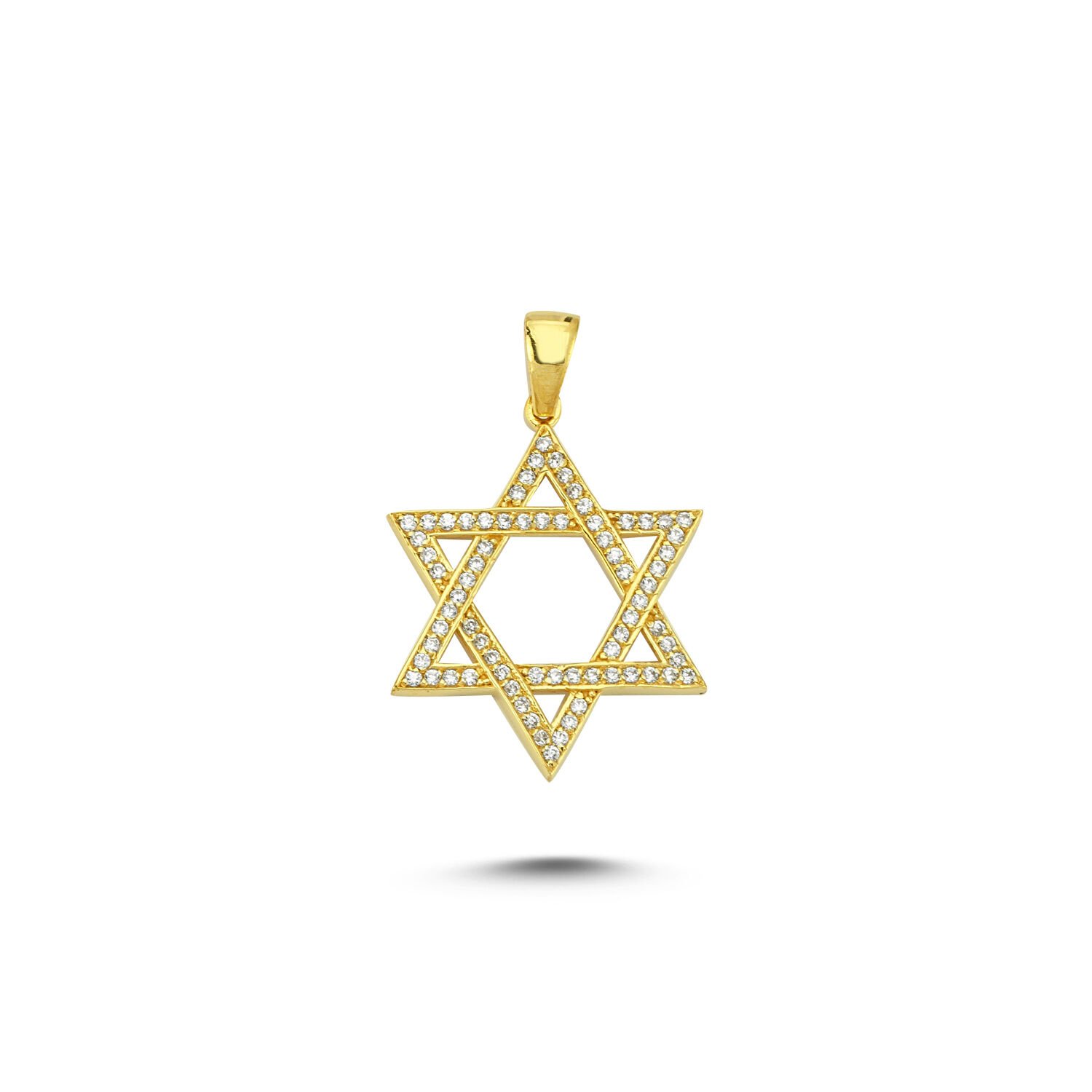 Beelo Gold 14K Altın Davut'un Yıldızı Taşlı Kolye Ucu