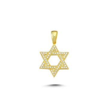 Beelo Gold 14K Altın Davut'un Yıldızı Taşlı Kolye Ucu