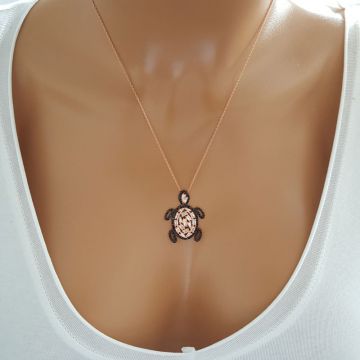 Beelo Silver Gümüş 925K Gümüş Baget Tasarım Kaplumbağa Kolye