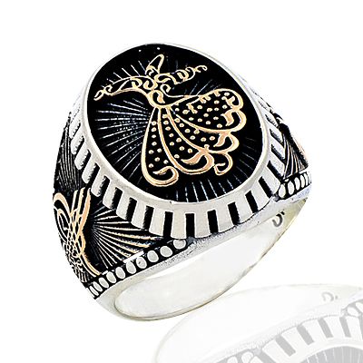 Beelo Silver 925K Gümüş Mevlana Tuğra Erkek Yüzük BGEY225