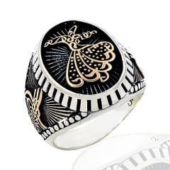 Beelo Silver 925K Gümüş Mevlana Tuğra Erkek Yüzük BGEY225