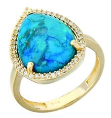 Beelo Gold 14K Altın Renkli Taşlı Su Damlası Yüzük