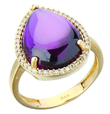 Beelo Gold 14K Altın Renkli Taşlı Su Damlası Yüzük