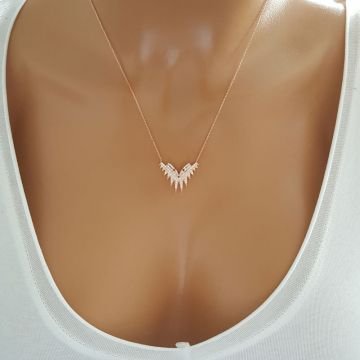 Beelo Silver Gümüş 925K Gümüş Baget Tasarım Kolye