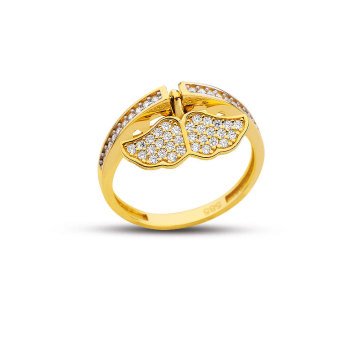 Beelo Gold 14K Altın Melek Kanadı Yüzük BGAZ424