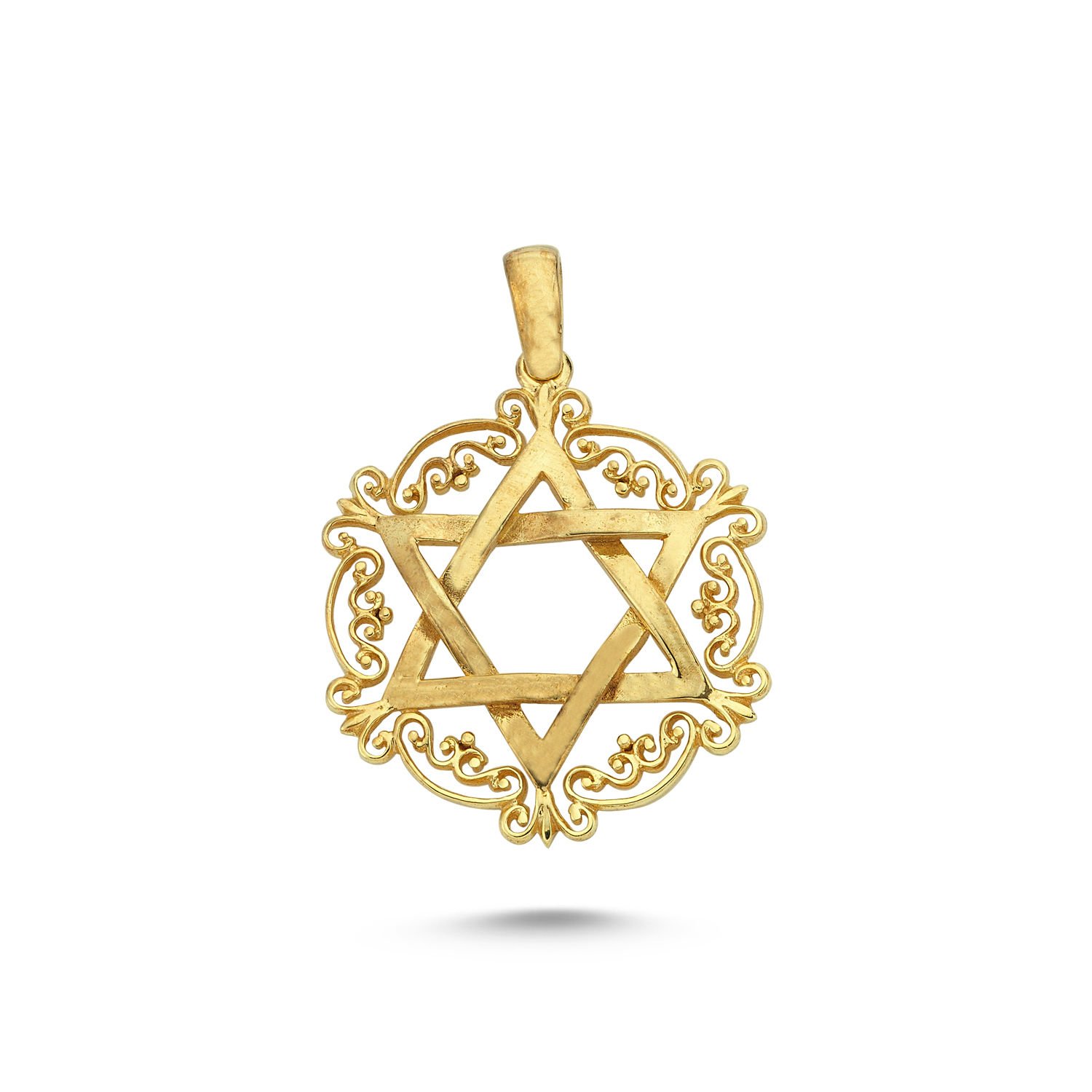 Beelo Gold 14K Altın Davut'un Yıldızı Motifli Kolye Ucu
