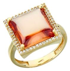Beelo Gold 14K Altın Renkli Taşlı Yüzük