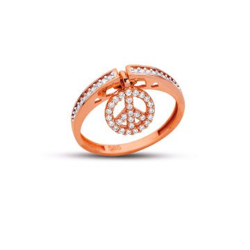 Beelo Gold 14K Altın Barış İşareti Yüzük BGAZ426