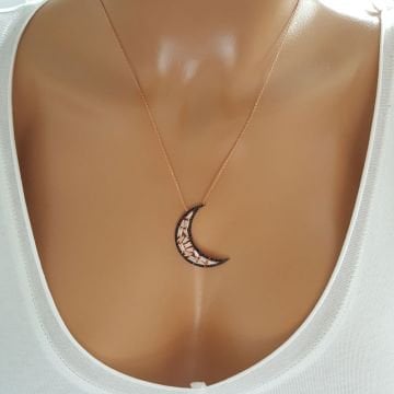 Beelo Silver Gümüş 925K Gümüş Baget Tasarım Hilal Kolye