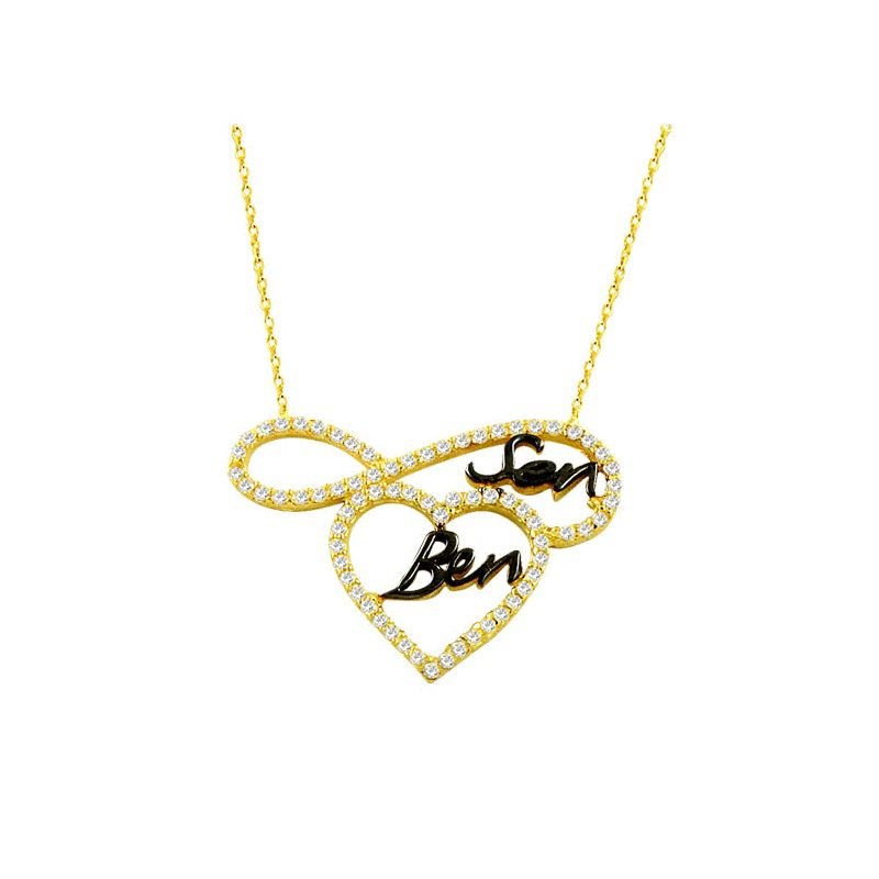 Beelo Gold 14K Altın Sonsuzluk Sen-Ben Kalp Kolye
