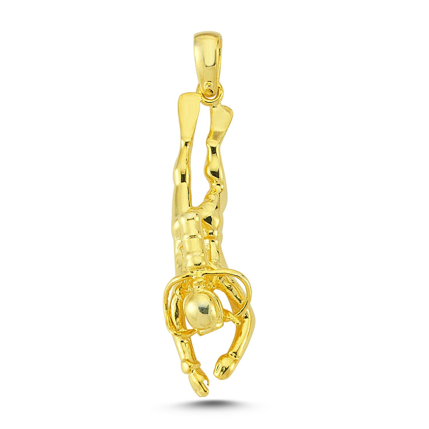 Beelo Gold 14K Altın Scuba Diving Dalgıç Kolye Ucu