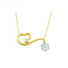Beelo Gold 14K Altın Kalp Kar Tanesi Tasarım Kolye