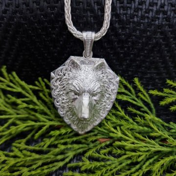 Beelo Silver 925 Ayar Gümüş Kurt Erkek Madalyon Kolye
