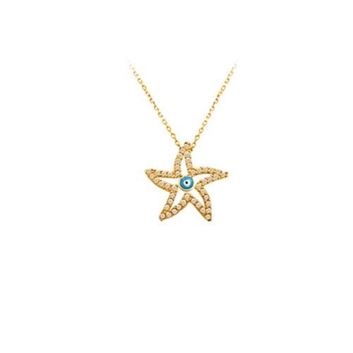 Beelo Gold 14K Altın Taşlı Yıldız Nazar Kolye BGKL094