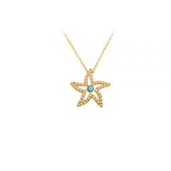 Beelo Gold 14K Altın Taşlı Yıldız Nazar Kolye BGKL094