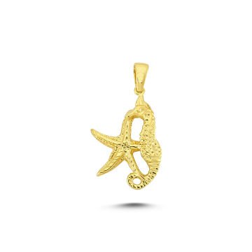 Beelo Gold 14K Altın Deniz Yıldızı ve Denizatı Özel Tasarım Kolye Ucu
