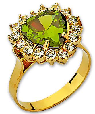 Beelo Gold 14K Altın Renkli Taşlı Kalp Yüzük