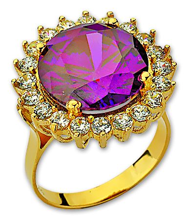 Beelo Gold 14K Altın Renkli Taşlı Yüzük