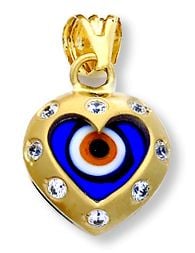 Beelo Gold 14K Altın Nazar Kalp Kolye Ucu