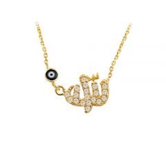 Beelo Gold 14K Altın Taşlı Allah Nazar Kolye BGKL082