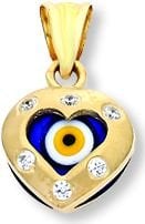 Beelo Gold 14K Altın Nazar Kalp Kolye Ucu