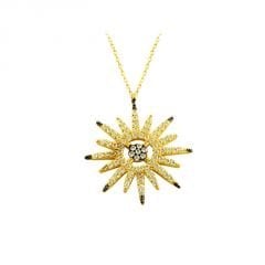 Beelo Gold 14K Altın Güneş Tasarım Kolye