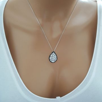 Beelo Silver Gümüş 925K Gümüş Baget Tasarım Damla Kolye