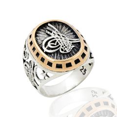 Beelo Silver 925K Gümüş Tuğralı  Erkek Yüzük   BGEY256