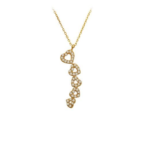 Beelo Gold 14K Altın Taşlı Kalp Kolye BGKL101