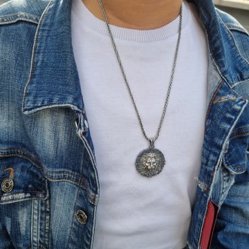 Beelo Silver 925 Ayar Gümüş Aslan Erkek Kolye