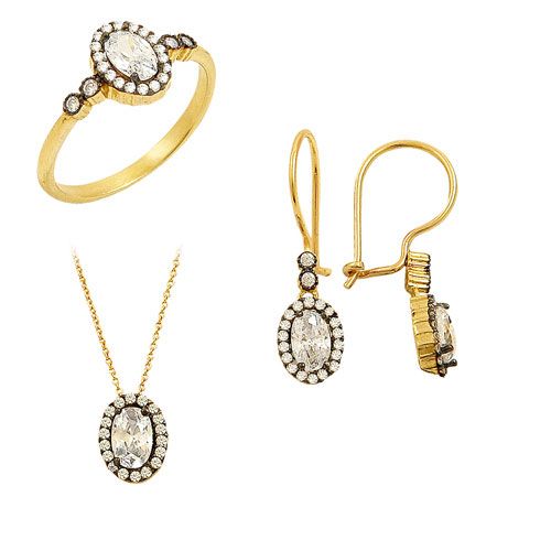 Beelo Gold 14K Altın Elmas Osmanlı Set BGTK007