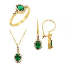 Beelo Gold 14K Altın Zümrüt Osmanlı Set BGTK001