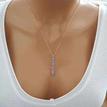 Beelo Silver Gümüş 925K Gümüş Baget Beyaz Tasarım Kolye