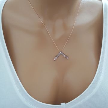 Beelo Silver Gümüş 925K Gümüş Baget Beyaz Tasarım Kolye