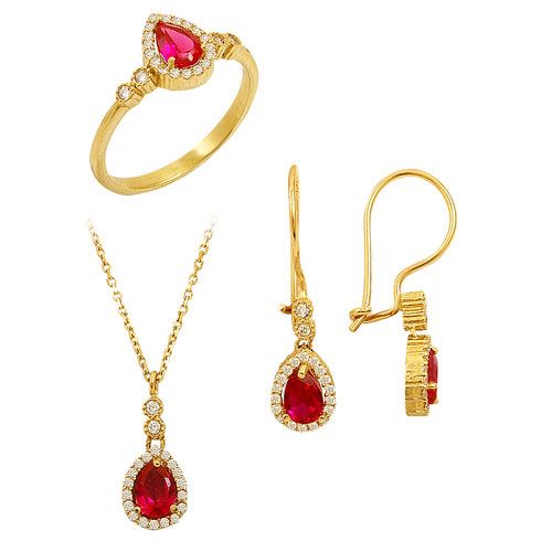 Beelo Gold 14K Altın Yakut Osmanlı Set BGTK004