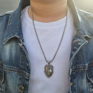 Beelo Silver 925 Ayar Gümüş Gladyator Kalkan Erkek Kolye