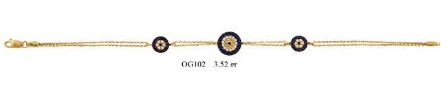 Beelo Gold 14K Altın Taşlı 3'lü Nazar Bileklik BGBL003
