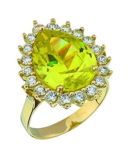 Beelo Gold 14K Altın Renkli Taşlı Su Damlası Yüzük