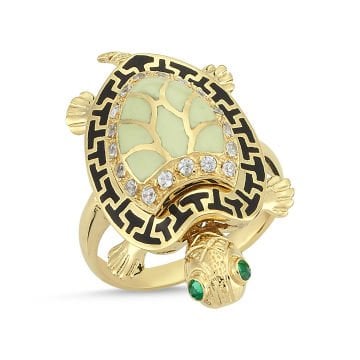 Beelo Gold 14K Altın Kaplumbağa Mineli Taşlı Yüzük