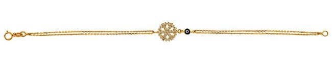 Beelo Gold 14K Altın Taşlı Kar Tanesi Nazar Boncuk Bileklik BGBL008