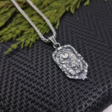 Beelo Silver 925 Ayar Gümüş Kaplan Tiger Erkek Kolye