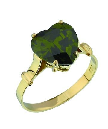 Beelo Gold 14K Altın Renkli Taşlı Kalp Yüzük