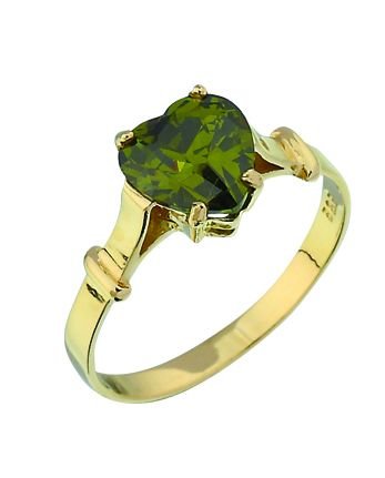 Beelo Gold 14K Altın Renkli Taşlı Kalp Yüzük